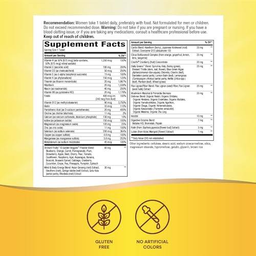 Nature’s Way Alive! Women’s 50+ Ultra Potency Complete Multivitamin, High Potency Formula, Promotes Healthy Heart, Brain, Bones*, with Methylated B12, Gluten-Free, 60 Tablets (Packaging May Vary)