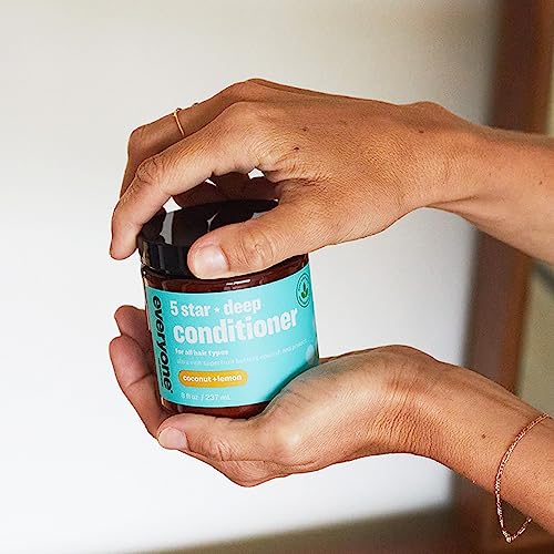 Everyone Hair Care 5 Star Deep Conditioner - Coconut & Lemon, 8 fl oz Bottle, Hair Mask for Dry Damaged Hair, Leave in Conditioner for Moisturizing Treatment, Sulfate Free & Paraben Free