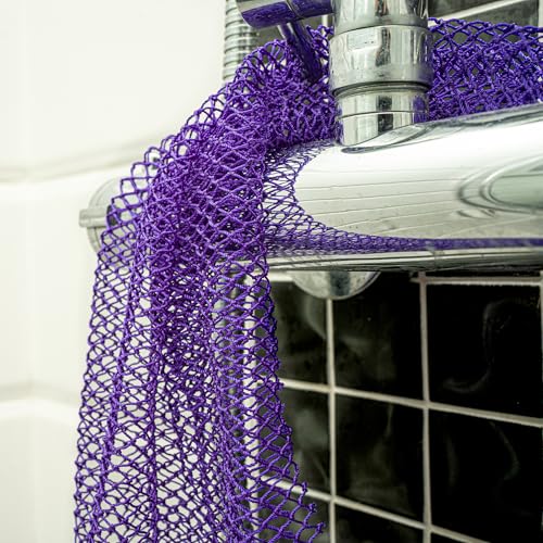 AFRIKI African Net Sponge, African Exfoliating Sponge, Black Owned, Exfoliating Washcloth, Body Exfoliator for Bath and Shower, Back Scrubber, Dead Skin Remover (Black, Grey, 1 Count (Pack of 2))