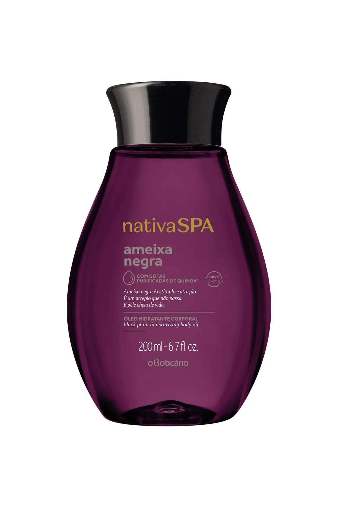 Nativa Spa Body Oil Black Plum by O Boticario | Ameixa Negra Ãƒâ€œleo Hidratante Corporal | Fragranced Moisturizing Oil with Purified Quinoa Drops (8.45 fl oz)