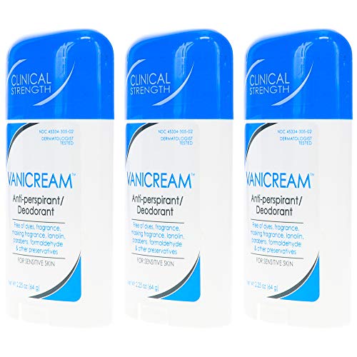 Vanicream Anti-Perspirant - Deodorant Clinical Strength For Sensitive Skin, 2.25 Oz Pack of 3