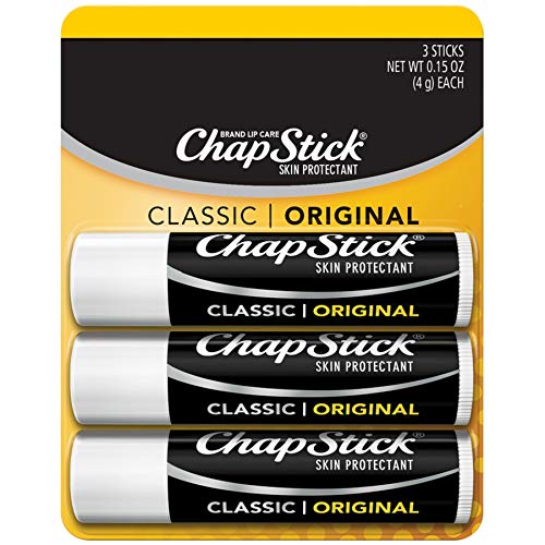 36 Pack, Original: Chapstick Classic (12 Carded Packs Of 3 Sticks) Original Flavor Skin Protectant Flavored Lip Balm Tube, 0.15 Ounce Each (36 Total Sticks)