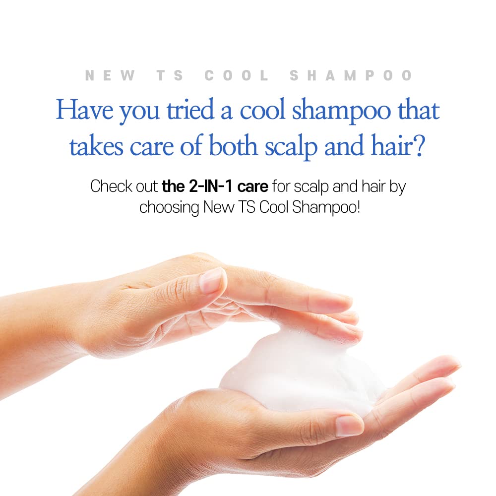 New TS Cool Shampoo for Scalp and Hair (16.9 Fl Oz) | Therapy Shampoo | Mint Scent with Essential Oil & Natural Ingredients | Parabens free | Anti- Dandruff & Cooling | Made in Korea