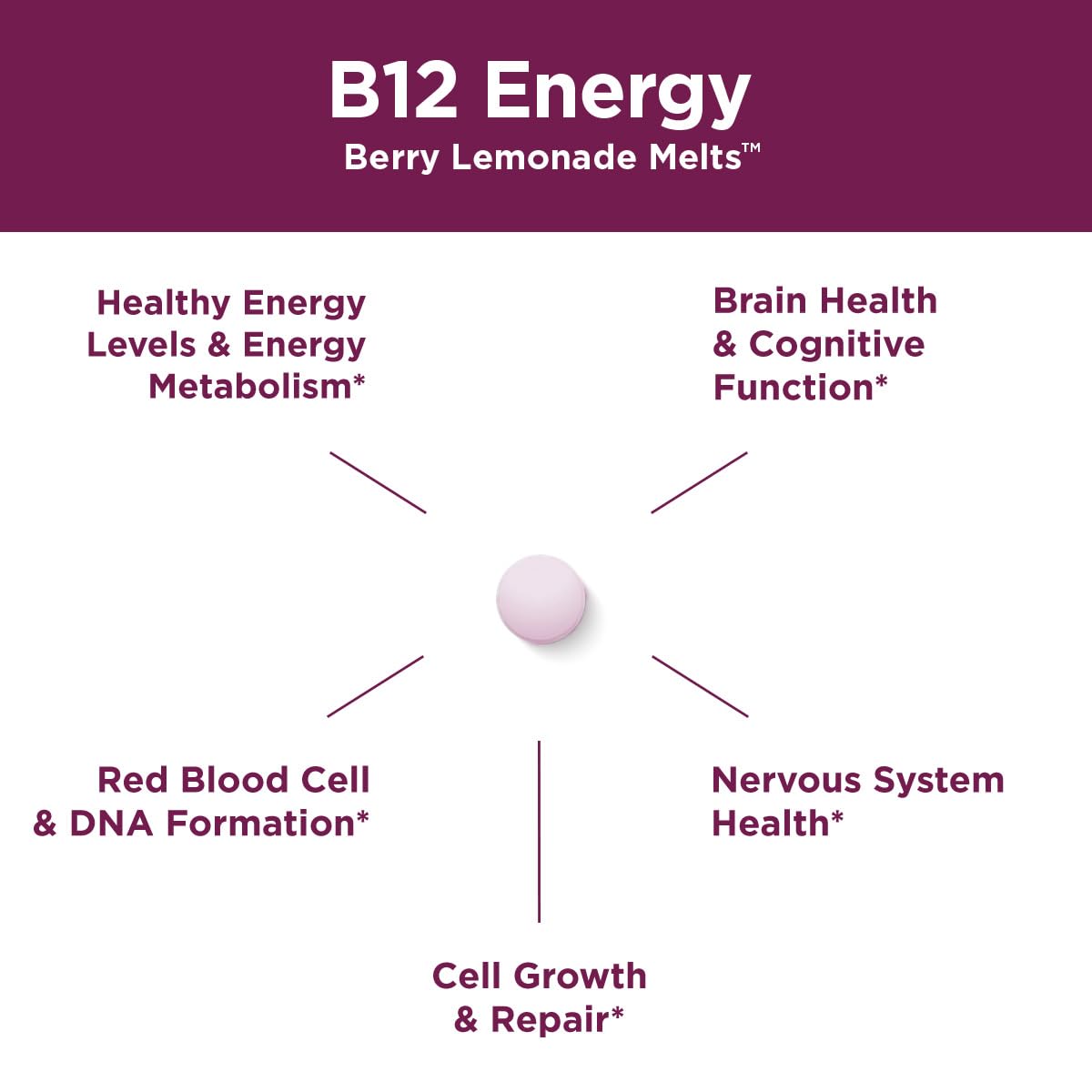 Purity Products B-12 Energy Berry Lemonade Melt w/Super Fruits Methylcobalamin B12 - Vitamins B6, D3, Folic Acid and Biotin - High Absorption MecobalActive B 12-30 Melting Tablets