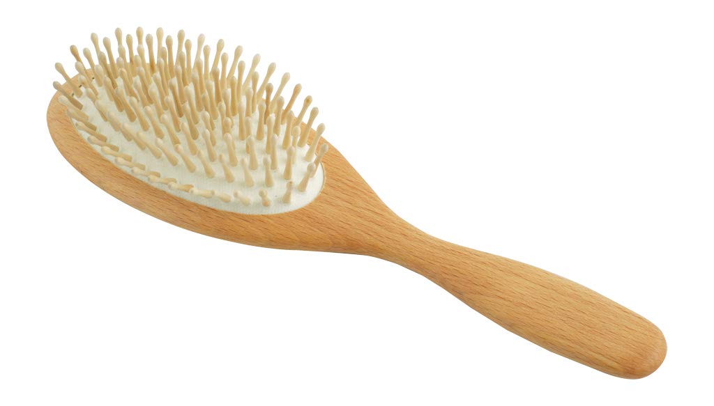 9-Inches , Waxed Beechwood with Rounded Maple Pin : Bürstenhaus Redecker Rounded Maple Pin Hairbrush with Waxed Beechwood Handle, 9-Inches
