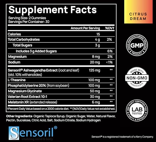 2,450mg Extra Strength Melatonin XR Sleep Gummies w. Slow Release Melatonin, Magnesium Theanine & Sensoril Ashwagandha - Time Release Melatonin Gummies Natural Sleep Aid for Adults Gomitas Para Dormir
