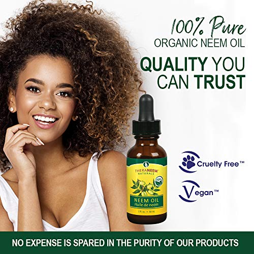 TheraNeem Naturals Neem Oil | for Healthy Skin, Hair, Nails & More | Certified Organic, 100% Pure Unrefined, Cold Pressed Neem Seed Oil | 1 fl. oz