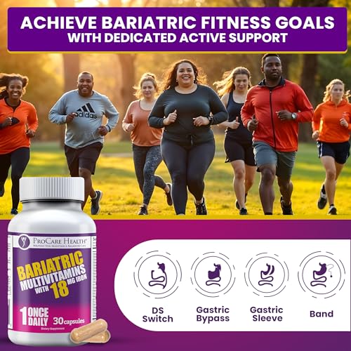ProCare Health Bariatric Multivitamin with Iron 18mg (30 Easy to Swallow Capsules) - Post Op Bariatric Vitamins for Gastric Bypass Pills - Bariatric Must Haves for Sleeve Patients (1 Month Supply)