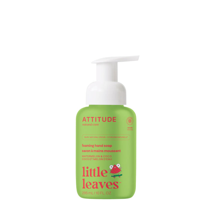 ATTITUDE Natural Foaming Hand Soap for Kids, Hypoallergenic Plant-Based Formula, Vegan and EWG Verified, Watermelon & Coco, 10 Fl Oz