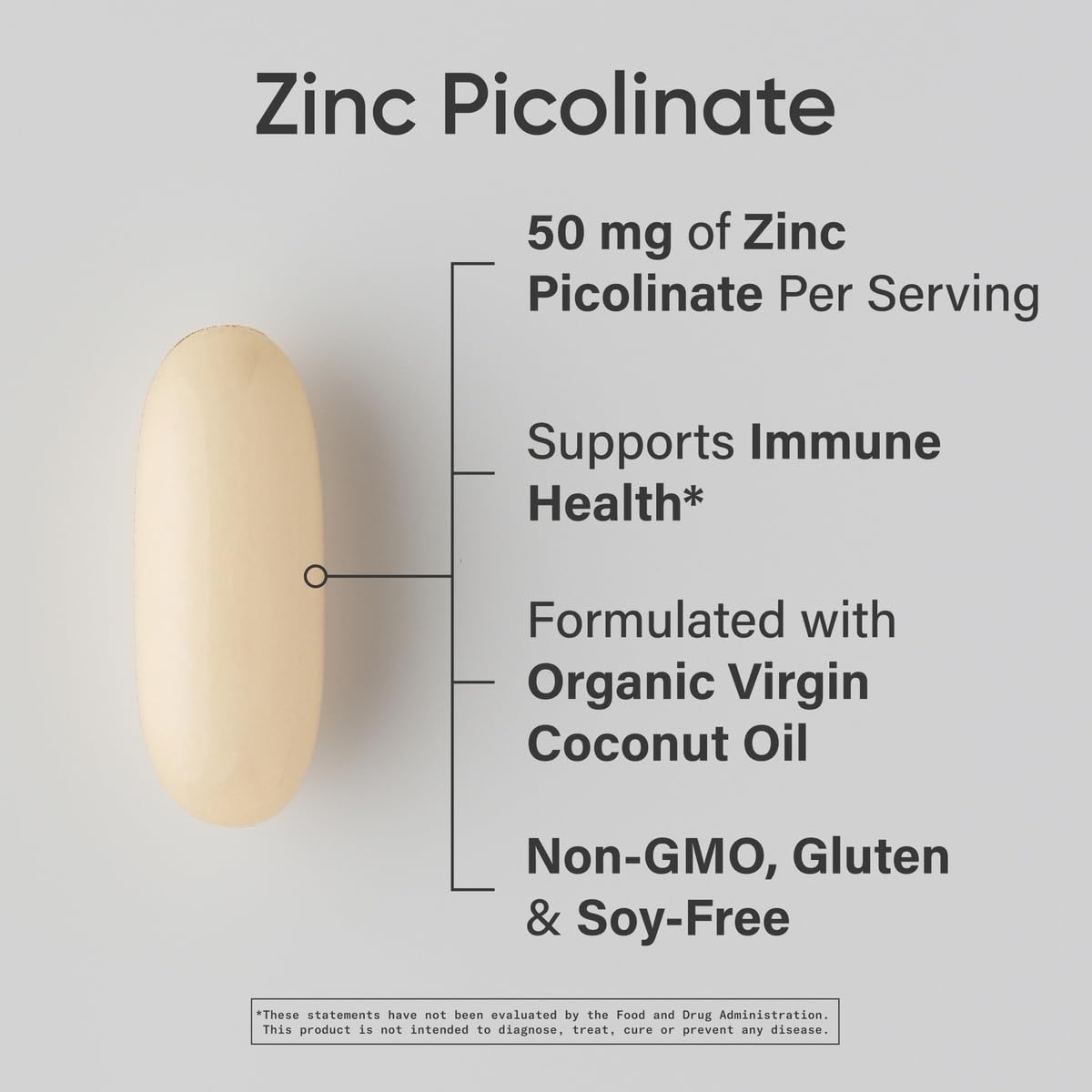 Sports Research Zinc Picolinate 50mg with Organic Coconut Oil | Highly Absorbable Zinc Supplement for Healthy Immune Function - Non-GMO Verified, Gluten & Soy Free (60 Liquid Softgels)