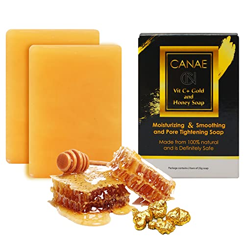 CN CANAE Face Moisturizer Facial Soap Bar with Vit C + Gold Honey Natural Anti Wrinkle & Aging Remover for Dry Skin and Pore Tightener, 3.5 oz