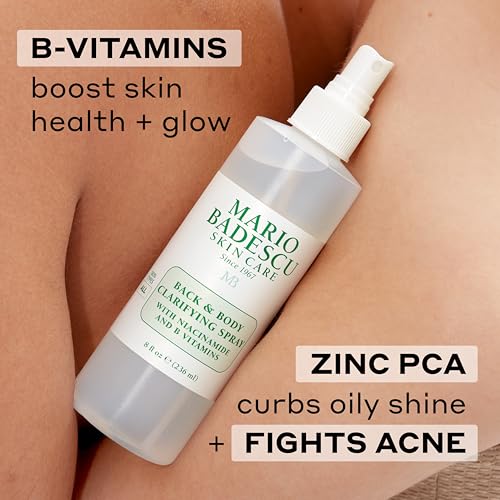 Mario Badescu Back & Body Clarifying Spray – Targets Stubborn Back-Acne and Backne, Rejuvenates Skin with Niacinamide, Zinc-PCA & B Vitamins – Soothes Irritation, Strengthens Skin Barrier, 8 Fl oz