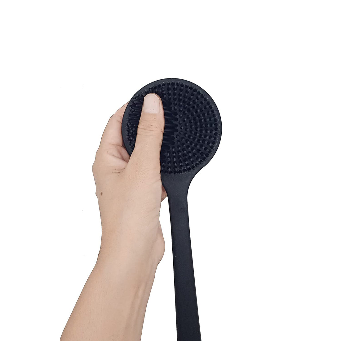 DNC Back Scrubber for Shower Soft Silicone Bath Body Brush with Long Handle, BPA-Free, Hypoallergenic (Black)