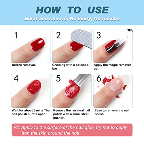 Gel Nail Polish Remover, (2pcs) Gel Polish Remover for Nails, No Need for Foil, Quick & Easy Polish Remover In 2-3 Minutes, No Need Soaking Or Wrapping-15ml
