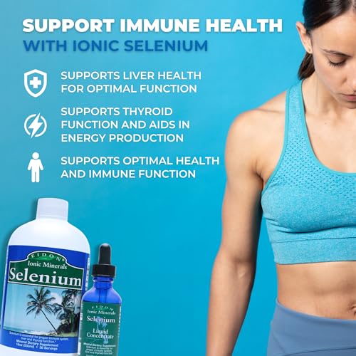 Eidon Ionic Minerals Liquid Selenium, Selenium Drops, Sodium Selenate Supplement, Support Liver Health and Thyroid Function, Immune System Support, 2 oz