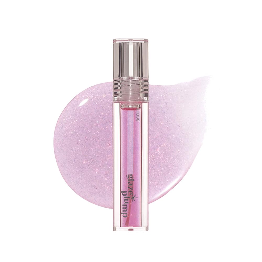 ETUDE Glaze Plump Gloss - Violet Quartz | Korean Lip Plumper, Volumizing Glaze, Vegan Certified, Shimmer, Glittering Daily Makeup. Sparkling Blue, Korean Makeup, Kbeauty, Perfect for Gift