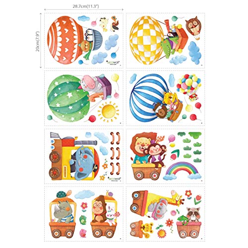 DECOWALL DA4-1406 Animal Train and Hot Air Balloons Kids Wall Stickers Wall Decals Peel and Stick Removable Wall Stickers for Kids Nursery Bedroom Living Room décor