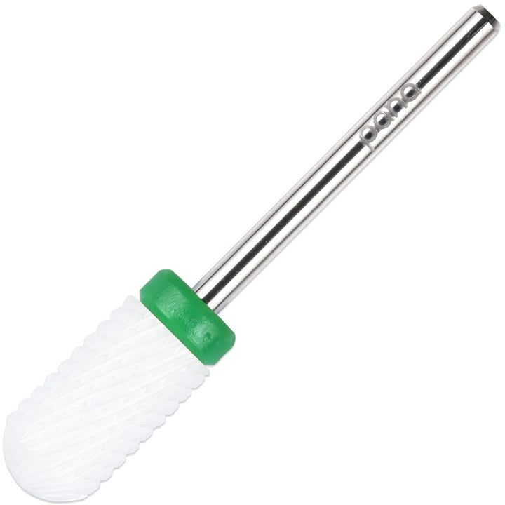 Beauticom Professional USA Ceramic White ROUND Top LARGE Barrel Bit Nail Drill (Grit: COARSE) 3/32 Shank Size