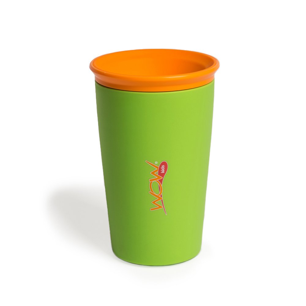 Wow Cup for Kids Original 360 Sippy Cup, Green with Orange Lid, 9 oz