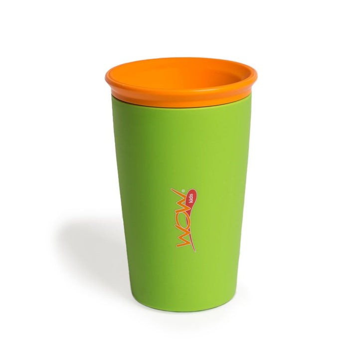Wow Cup for Kids Original 360 Sippy Cup, Green with Orange Lid, 9 oz