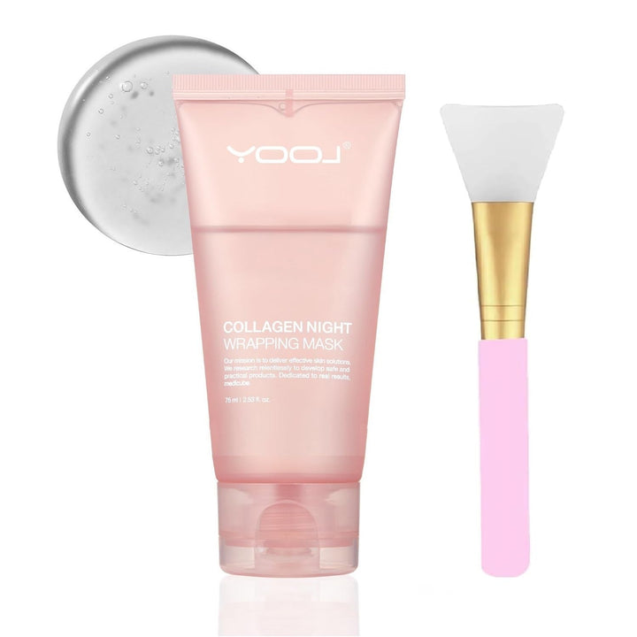 MULPG Collagen Overnight Wrapping Peel Off Facial Mask Pack,Collagen Night Wrapping Mask,Hydrates and Tightens Skin,Reduces Sagging,Elasticity & Hydration Care 2.54 fl.oz (Brush Included)