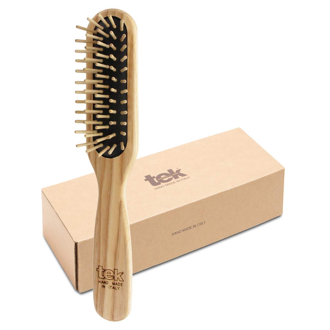 Rectangular brush in ash wood with regular pins