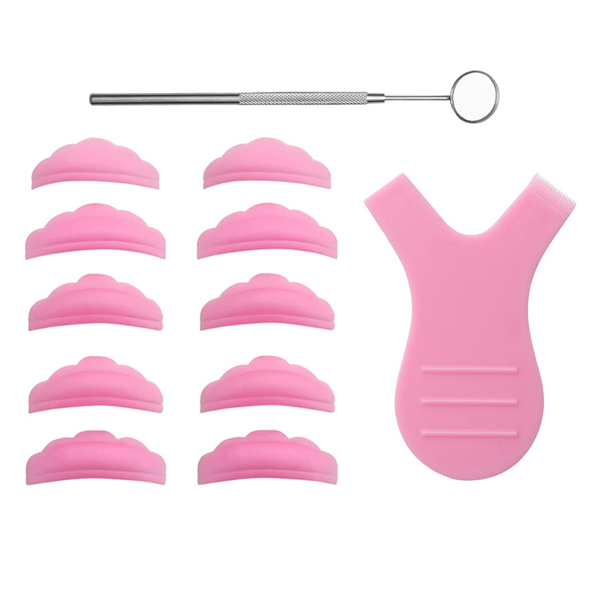 SUKPSY Eyelash Grafting Extension Makeup Set Y Shape Eyelash Brush Eyelash Perm Silicone Pad Eyelash Lash Lift Brush Multifunction Checking Mirror for Eyelash Makeup Tool