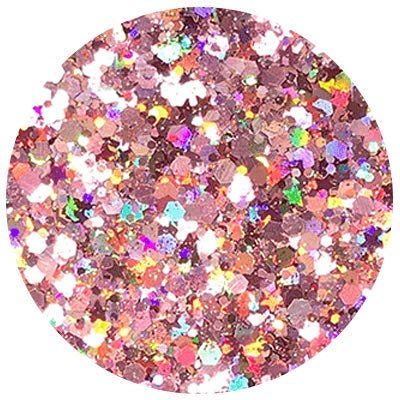 200Ml / 100G: Hemway Rose Gold Holographic Mix Glitter Chunky Multi Purpose Dust Powder Arts & Crafts Wine Glass Decoration Weddings Flowers Cosmetic Face Eye Body Nails Skin Hair