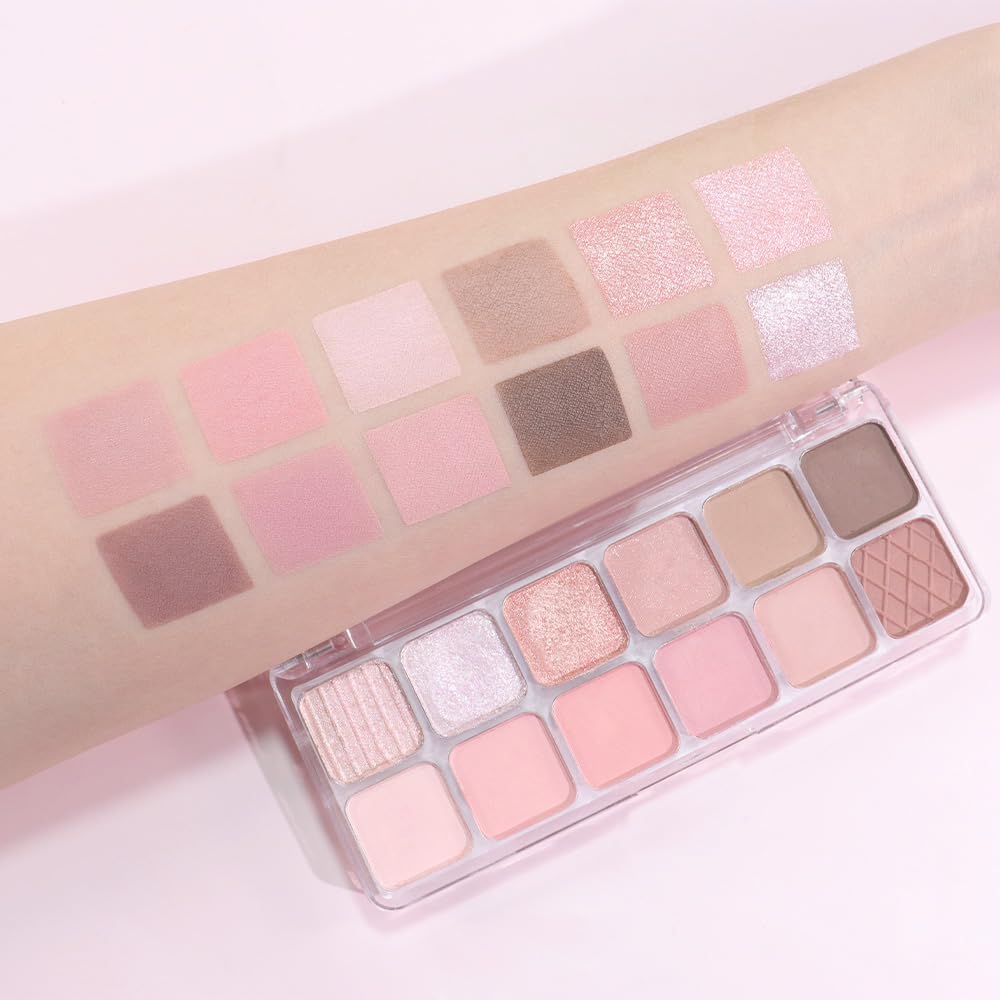 AMY'S DIARY 12-Color Light Pink Brown Eyeshadow Palette for Versatile Day-to-Night Looks – Blendable, Long-Lasting, and Highly Pigmented. Elevate Your Eye Makeup– Unleash Your Unique Style (09#)