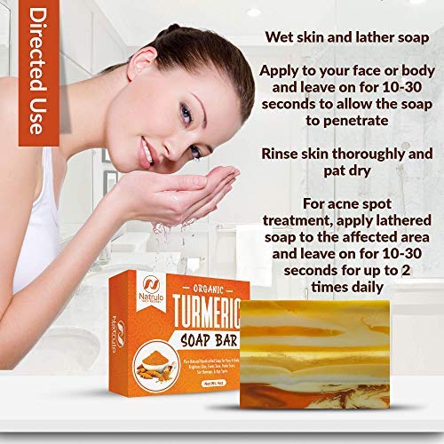 Organic Turmeric Soap Bar | Pure Natural Handcrafted Skincare, Made in USA Face & Body Cleanser with Calendula, Aloe Vera, French Clay | Brightens Skin, Evens Tone, Fades Scars, Sun Damage, Age Spots
