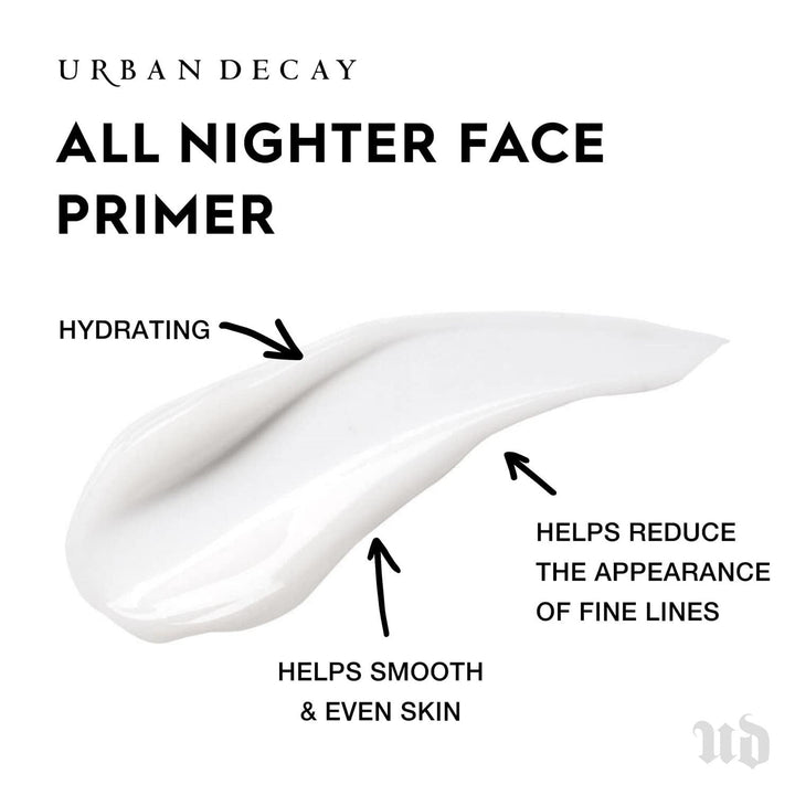 Urban Decay All Nighter Longwear Face Primer (Full Size), Smoothing & Hydrating Base for Foundation Face Makeup, Sheer & Lightweight, for All Skin Types, Vegan, Cruelty-free - 1 fl oz
