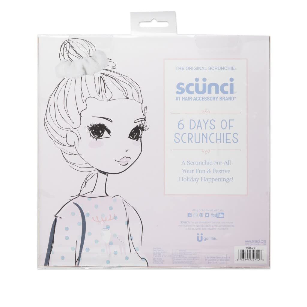 The Original ScrunchieÃ‚® Girls Fashion Gift Set Includes 6 Unique Designs: Pastel Rainbow Velvet, Cream Velour, Pink Velvet, White Faux Fur, Blue Velour, White Satin in Presentation Box