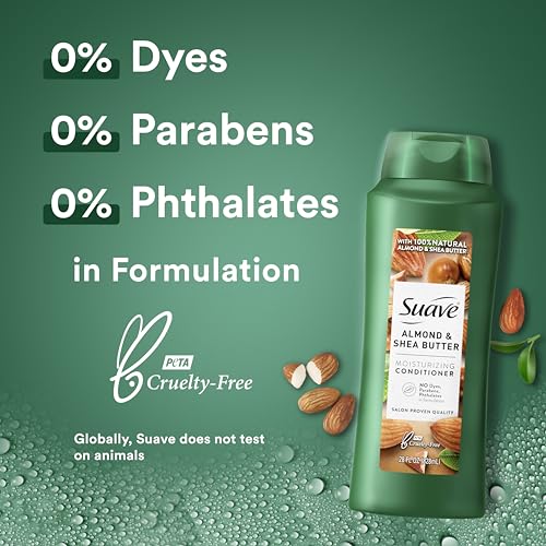 Suave Moisturizing Conditioner with 100% Natural Almond & Shea Butter, No Dyes, No Parabens, No Phthalates, 28 oz Pack of 4