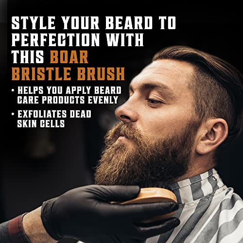 Viking Revolution Beard Comb & Beard Brush Set for Men -- Natural Boar Bristle Brush and Dual Action Pear Wood Comb w/Velvet Travel Pouch - Great for Grooming Beards and Mustaches
