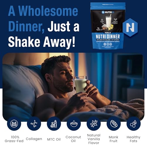 NutriDinner by Nutrillermo | Grass-Fed Collagen Protein Powder | Collagen with Magnesium B-Vitamins | Collagen Supplement for Sleep and Recovery (14,9, Vanilla)