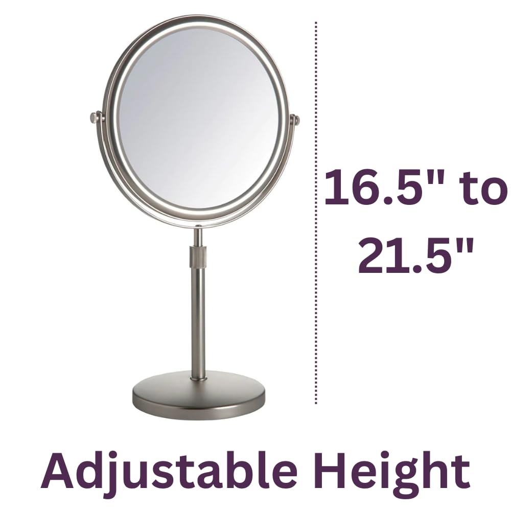 Jerdon JP4045N 9-Inch Vanity Mirror with 5x Magnification, Nickel Finish