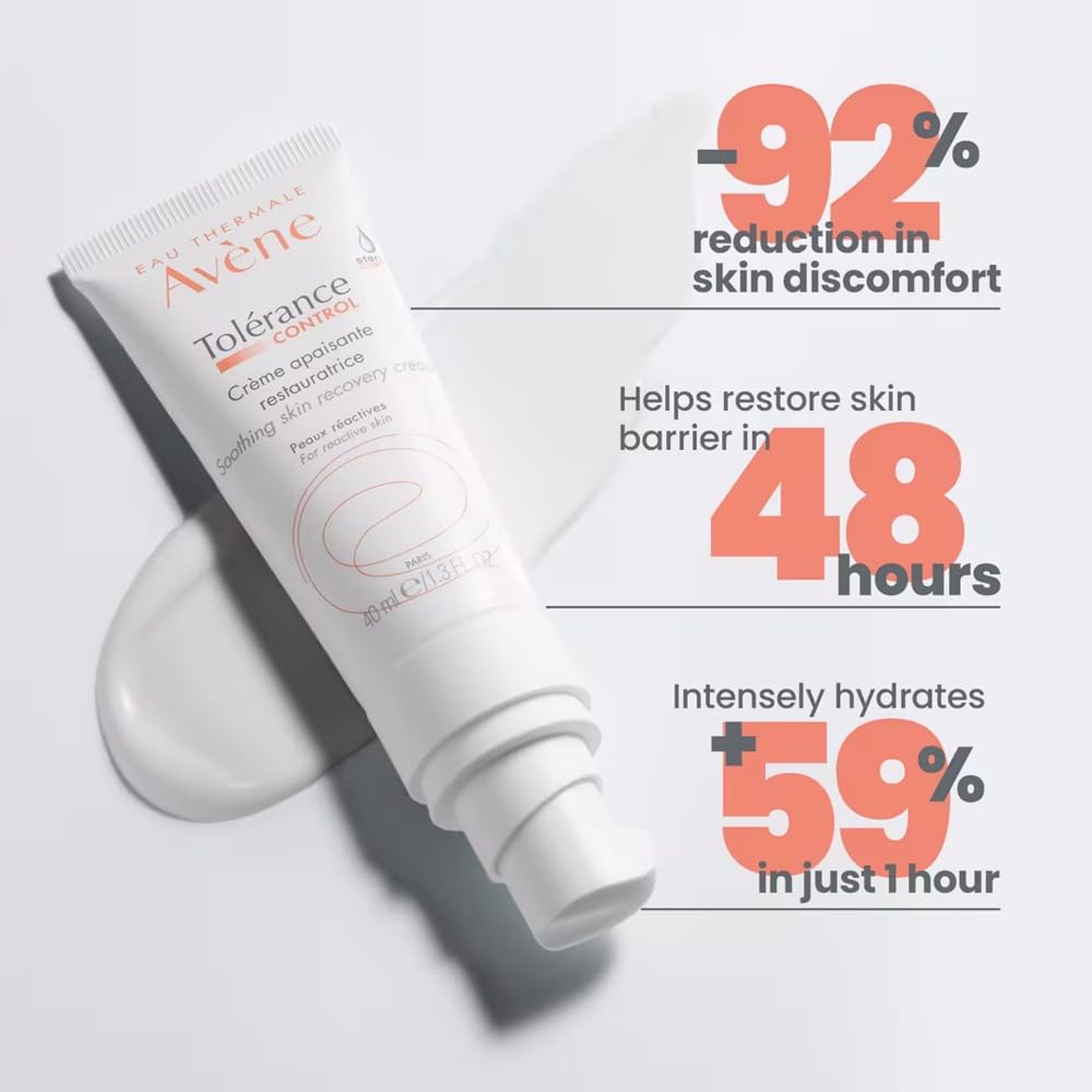 Avène Tolerance Control Soothing Skin Recovery Cream, for Hypersensitive,Dry Skin, Tube with Sterile Pump, 1.3 Fl Oz