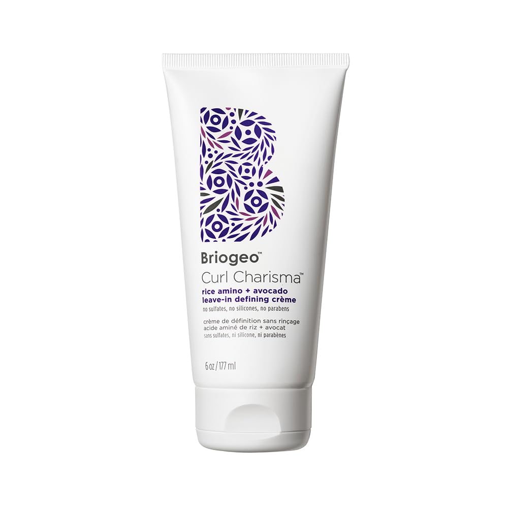Briogeo Curl Charisma Rice Amino + Avocado Leave-In Defining Crème, Anti Frizz Hair Styling Moisturizer, Leave In Cream for Wavy, Curly, Coily Hair, Boosts Hydration, Vegan, Cruelty-Free, 6 fl oz