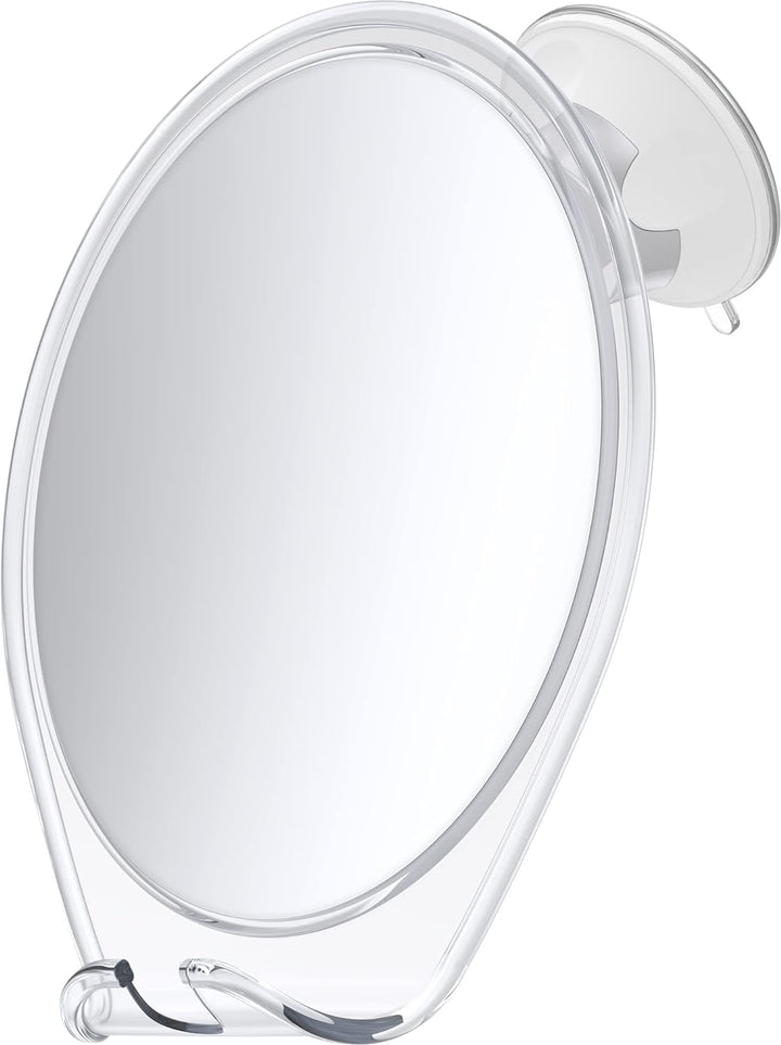 HONEYBULL Shower Mirror Fogless for Shaving - with Suction, Razor Holder for Shower & Swivel, Small Mirror, Shower Accessories, Bathroom Mirror, Bathroom Accessories, Holds Razors (White)