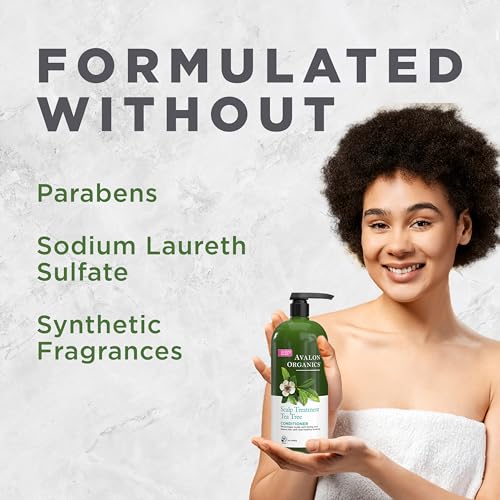 Avalon Organics Scalp Treatment Tea Tree Conditioner, Encourages Scalp Well-Being and Leaves Hair Soft, 11 Fluid Ounces