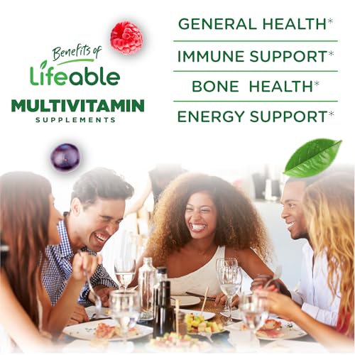 Lifeable Sugar Free Multivitamin for Men Gummies | VIT A, C, D, E, B1, B2, Niacin, B5, B6, Folate, B12, Biotin, Iodine, Zinc, Chromium, Ginseng, Lycopene, Inositol | Sugar Free Vitamins | 90 Gummies