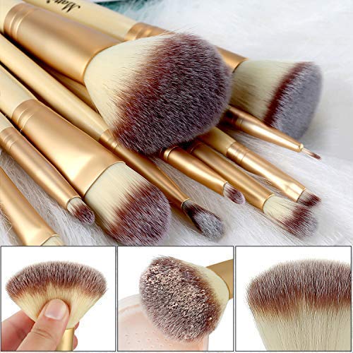 Matto Makeup Brushes Professional 10-Piece Golden Makeup Brush Set With Brush Holder