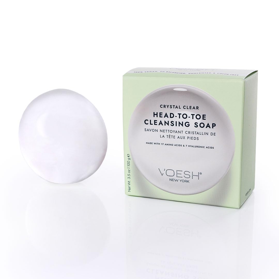 VOESH pH-Balancing Vegan Clear Soap for Sensitive Skin - Unscented, Mild Cleansing Bars for Face & Body - Gentle, Natural Soap for Women and Men - Fragrance Free