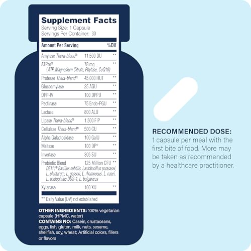 Enzyme Science Complete Digestion, 30 Capsules – Full Support for Digestive Health – for Occasional Gas, Bloating, and Indigestion – Probiotic for Men and Women – Digestive Enzyme Supplement