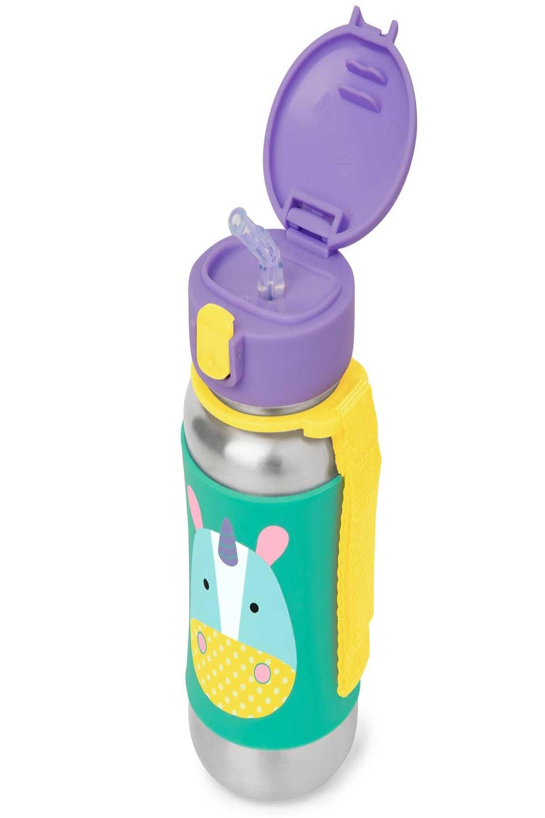 Skip Hop Toddler Sippy Cup with Straw, Zoo Stainless Steel Straw Bottle, Unicorn