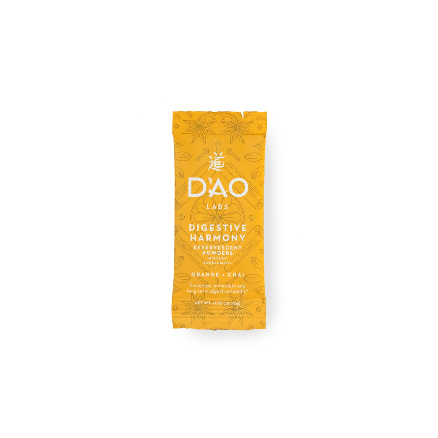 D'AO Labs Digestive Harmony - Organic Digestive Enzymes - Traditional Chinese Herbs & Chai Powder - Orange-Chai Flavor - Preserve Harmony Decoction (Bao He Wan) - 20 Individual Servings
