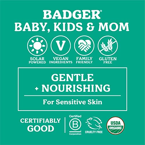 Badger Pregnant Belly Oil, Organic Stretch Mark Oil Soothes & Prevents Stretch Marks, Vegan Hypoallergenic Non-Greasy w/Jojoba, Coconut, Rose & Vanilla, 4 fl oz Glass Bottle