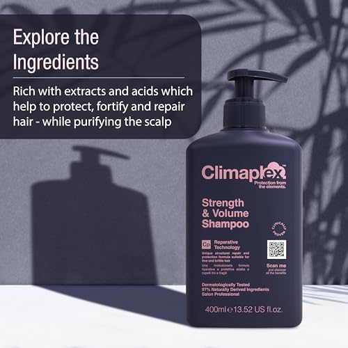 Climaplex Strength and Volume Shampoo - Soothing, Protective, Healing Properties - Contains Detangling Benefits - Adds Body and Enhance Shine - Suitable for All Hair Types - Cruelty Free - 13.52 oz