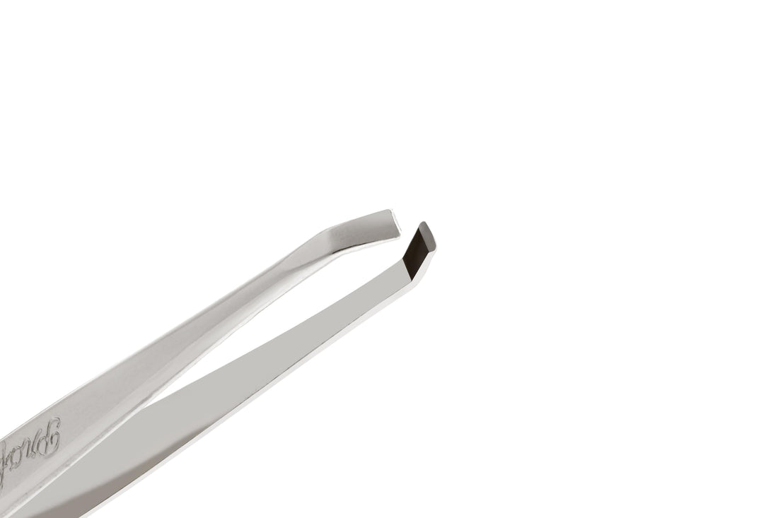 Solingen Stainless Steel Professional Slanted Tweezers, Best for Eyebrows Extensions, Facial Hair, Made in Germany