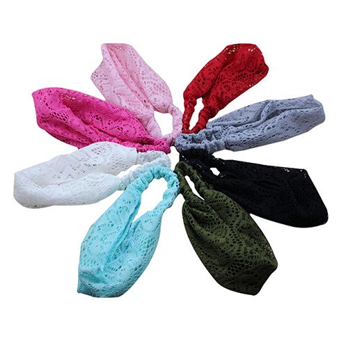 Bodermincer 8 Colors/set Women Girl Bandanas Lace Flower Beach Headband Hair Band Chic Wide Headwraps Accessories Hot Sale (8 Colors/set)